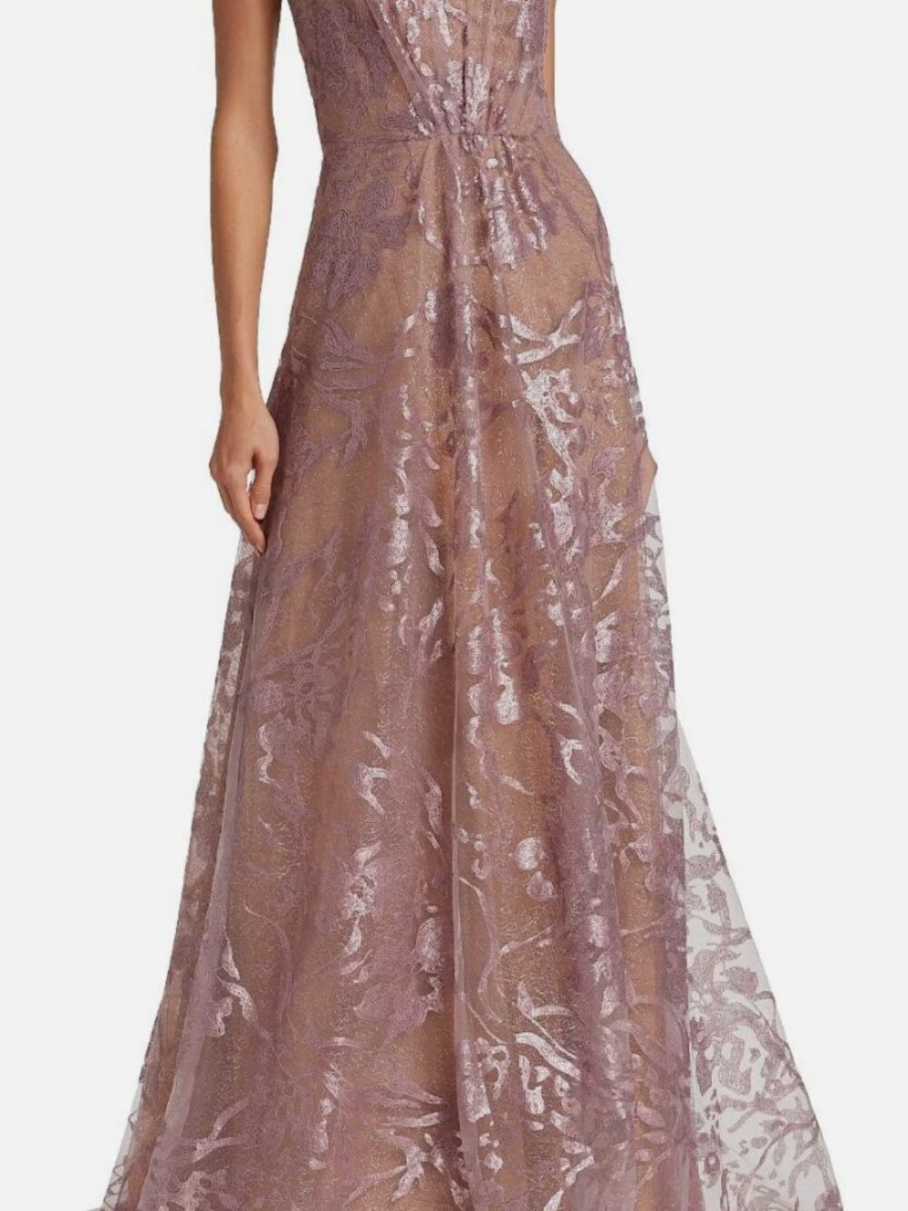 Rene Ruiz Collection Women Pink Embroidered Off-The-Shoulder Gown Dress Size 14